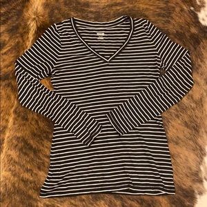 Striped long sleeve v-neck
